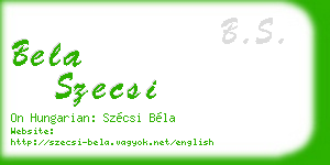 bela szecsi business card